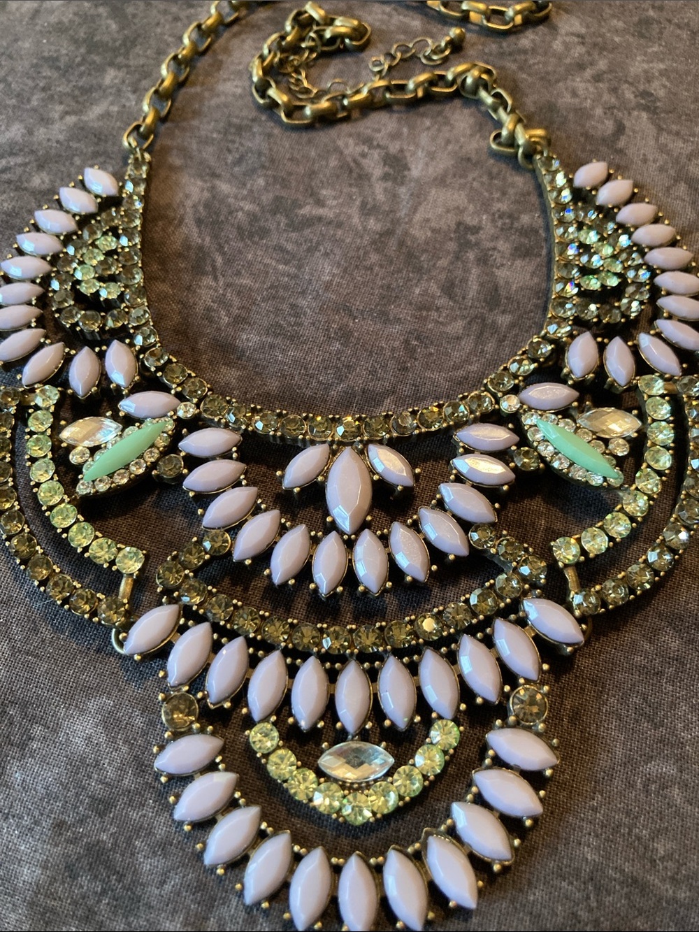 Stunning Multi Color Rhinestone Panel Necklace